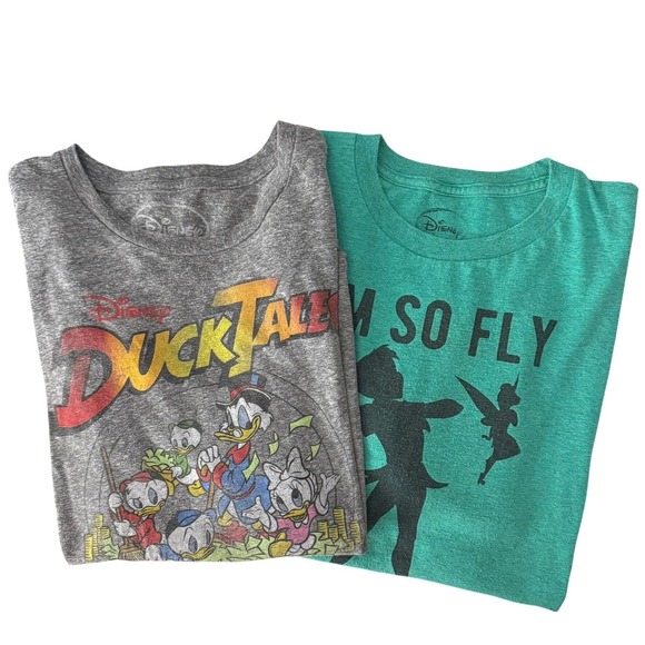 Disney Other - Disney Bundle DuckTales & Peter Pan T-Shirts XL Grey and Green Short Sleeve